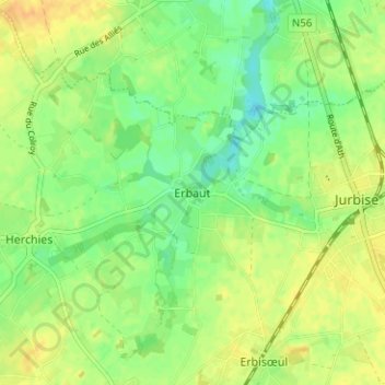 Erbaut topographic map, elevation, terrain