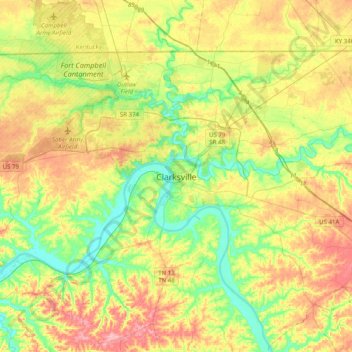 Clarksville topographic map, elevation, terrain