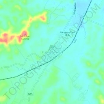 Air Kuning Selatan topographic map, elevation, terrain