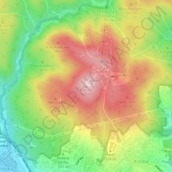 Kamzík topographic map, elevation, terrain