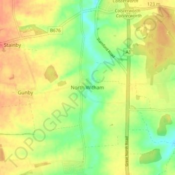 North Witham topographic map, elevation, terrain
