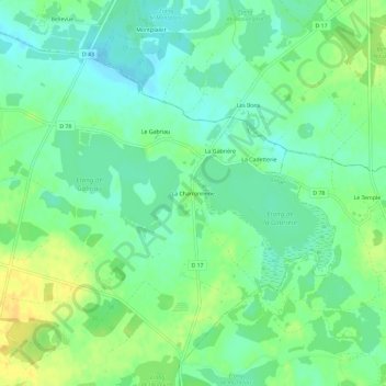 La Charronnerie topographic map, elevation, terrain