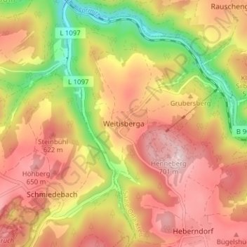 Weitisberga topographic map, elevation, terrain