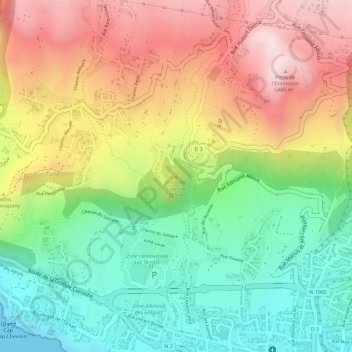 Piton de Carosse topographic map, elevation, terrain