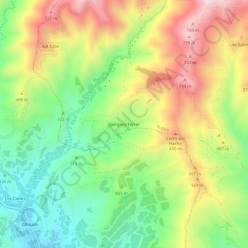 Barranco Ferrer topographic map, elevation, terrain