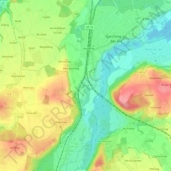 Bruck topographic map, elevation, terrain
