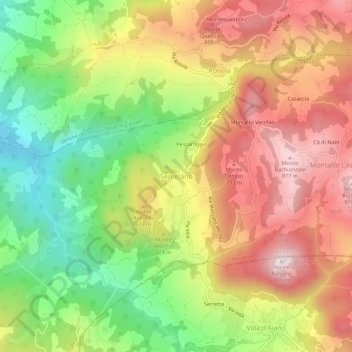 Semelano topographic map, elevation, terrain