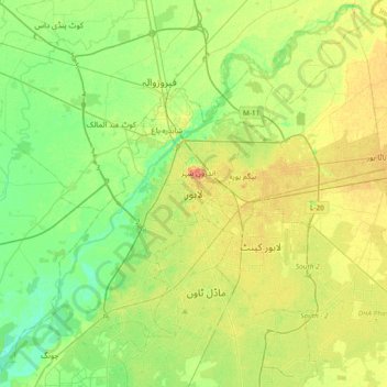Lahore topographic map, elevation, terrain