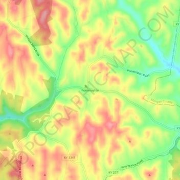 Pomeroyton topographic map, elevation, terrain