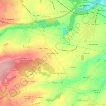 La Croix Bertrand topographic map, elevation, terrain