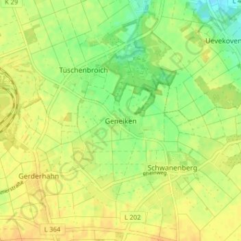 Geneiken topographic map, elevation, terrain