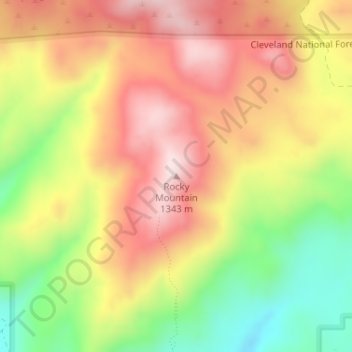 Rocky Mountain topographic map, elevation, terrain