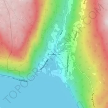 Austbygde topographic map, elevation, terrain
