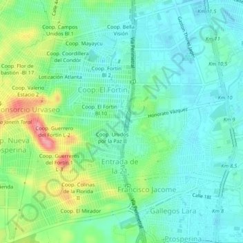 Entrada de la 8 topographic map, elevation, terrain