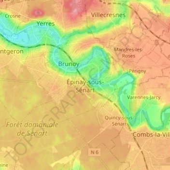 Épinay-sous-Sénart topographic map, elevation, terrain