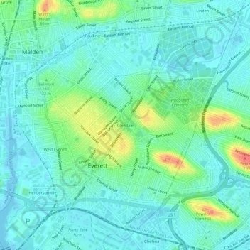 Glendale topographic map, elevation, terrain