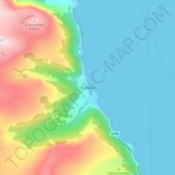 Brandal topographic map, elevation, terrain