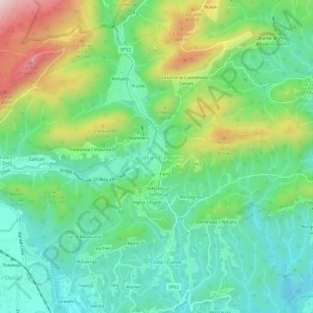 Paludea topographic map, elevation, terrain