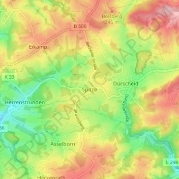Spitze topographic map, elevation, terrain