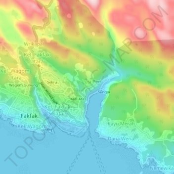 Misi Dalam topographic map, elevation, terrain