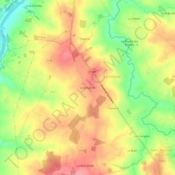 La Brouterie topographic map, elevation, terrain