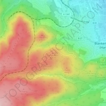Ziegenkopf topographic map, elevation, terrain