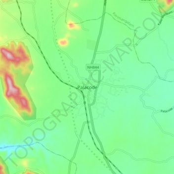 Palacode topographic map, elevation, terrain