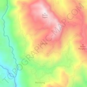 Dende topographic map, elevation, terrain