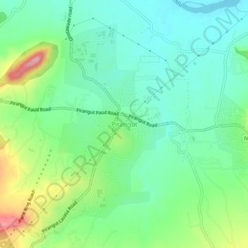 Pirangut topographic map, elevation, terrain
