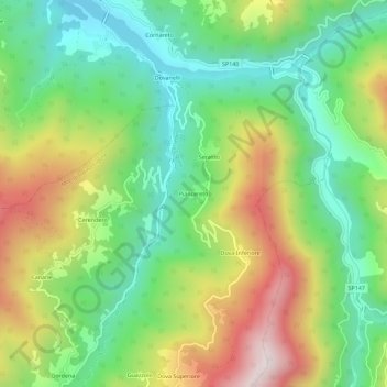 Piancereto topographic map, elevation, terrain