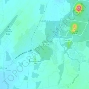Sigiriya topographic map, elevation, terrain