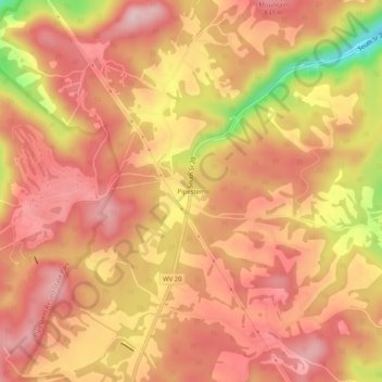 Pipestem topographic map, elevation, terrain