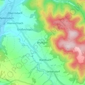 Wurbach topographic map, elevation, terrain