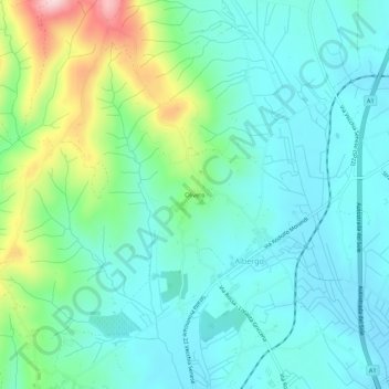 Oliveto topographic map, elevation, terrain
