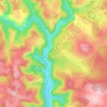 Les Garroustes topographic map, elevation, terrain