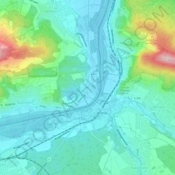 Au topographic map, elevation, terrain