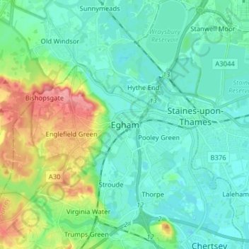 Egham topographic map, elevation, terrain