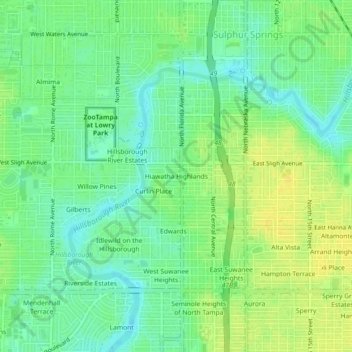 Hiawatha Highlands topographic map, elevation, terrain