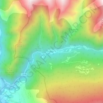 Araós topographic map, elevation, terrain
