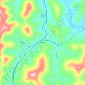 Heaters topographic map, elevation, terrain