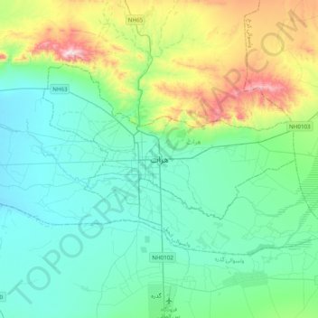 Herat topographic map, elevation, terrain