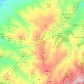 Castanea delle Furie topographic map, elevation, terrain