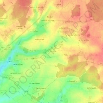 Les Epinards topographic map, elevation, terrain