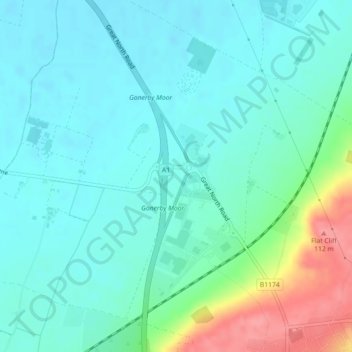 Gonerby Moor topographic map, elevation, terrain