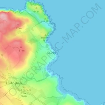 St. Abbs topographic map, elevation, terrain