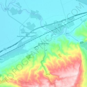 Oued Rhiou topographic map, elevation, terrain