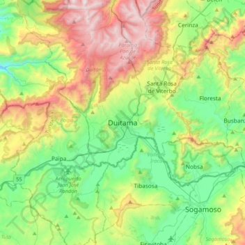 Duitama topographic map, elevation, terrain