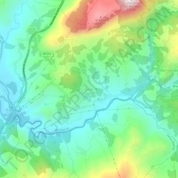 Sicilì topographic map, elevation, terrain