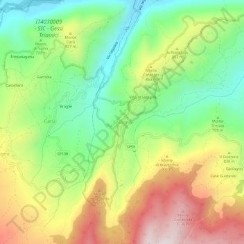 Sologno topographic map, elevation, terrain
