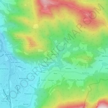 Obereben topographic map, elevation, terrain